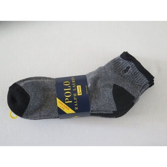 Polo Ralph Lauren Men's Sock Sz 10-13 Gray/Black Low Cut Socks, 4-Pack - Picture 1 of 3